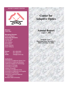 Center for Adaptive Optics Annual Report