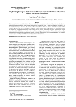 City Branding Strategy on the Evaluation of Tourism Destination Problems in Rural Area (Evidence from Pasuruan City, Indonesia)