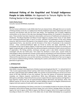 2. Artisanal Fishing of the Kaqchikel and Tz'utujil Indigenous Peoples in Lake Atitlán