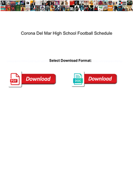 Corona Del Mar High School Football Schedule