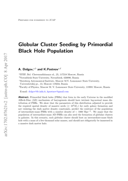 Globular Cluster Seeding by Primordial Black Hole Population
