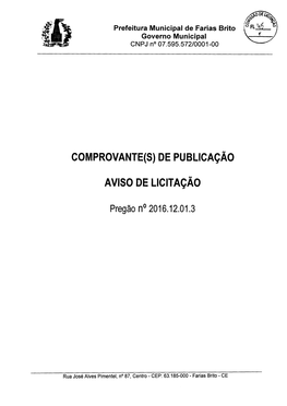 De Publicação Aviso De Licitação