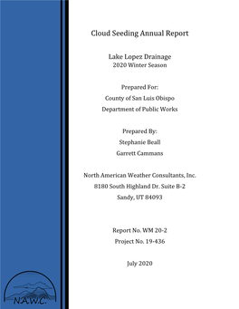 2020 San Luis Obispo Annual Cloud Seeding Report