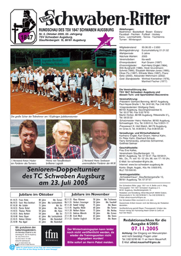 Senioren-Doppelturnier Des TC Schwaben Augsburg Am 23. Juli 2005