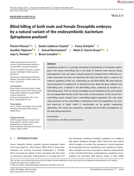 Blind Killing of Both Male and Female Drosophila Embryos by a Natural Variant of the Endosymbiotic Bacterium Spiroplasma Poulsonii