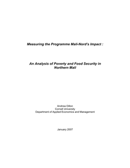 Measuring the Programme Mali-Nord's Impact : an Analysis Of
