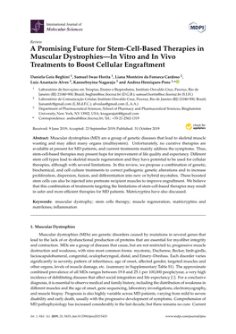 A Promising Future for Stem-Cell-Based Therapies in Muscular Dystrophies—In Vitro and in Vivo Treatments to Boost Cellular Engraftment