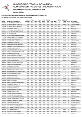 Comissão Central Do Vestibular Unificado Universidade Estadual De