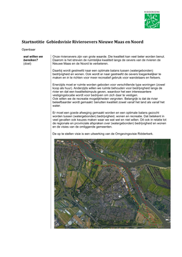Startnotitie Gebiedsvisie Rivieroevers Nieuwe Maas En Noord