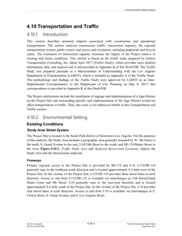 4.10 Transportation and Traffic 4.10.1 Introduction This Section Describes Potential Impacts Associated with Construction and Operational Transportation