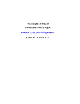 Financial Statements and Independent Auditor’S Report