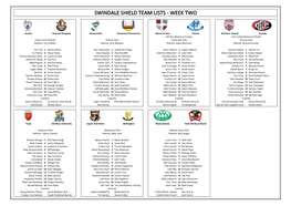 Swindale Shield Team Lists - Week Two