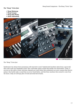 Moog Sound Comparison &#8211