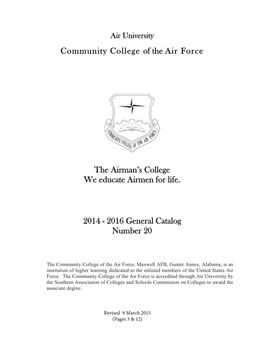 March 9, 2015 Community College of the Air Force (CCAF) General
