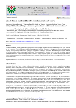 Ethnobotanical Plants and Their Tradomedicinal Values: a Review