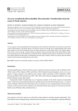 Zootaxa, Two New Tretodictyids (Hexactinellida: Hexactinosida