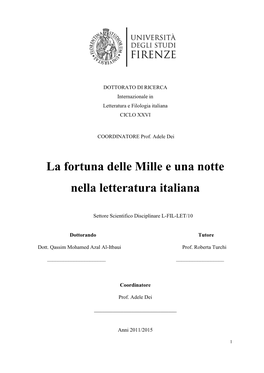 La Fortuna Delle Mille E Una Notte Nella Letteratura Italiana