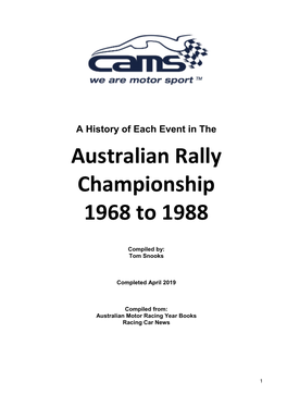 Australian Rally Championship 1968 to 1988