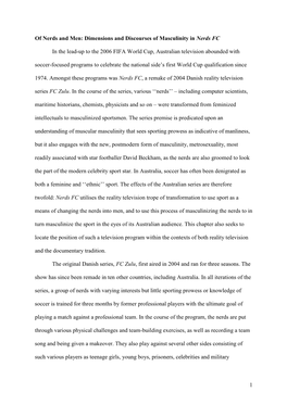 Dimensions and Discourses of Masculinity in Nerds FC in the Lead-Up to the 2006 FIFA World Cup, Australian T