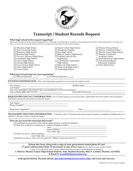 Transcript / Student Records Request