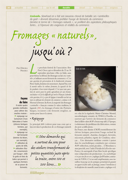 Fromages « Naturels», Jusqu'où ?