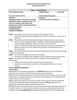 Stage 1 – Desired Results Title: Falling Into Place Subject/Course: Grade: 8Th