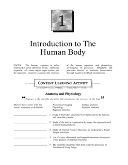 Introduction to the Human Body