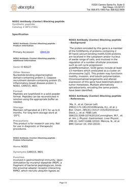 NOD2 Antibody (Center) Blocking Peptide Synthetic Peptide Catalog # Bp11780c