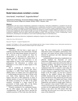 Review Article Nodal Tuberculosis Revisited