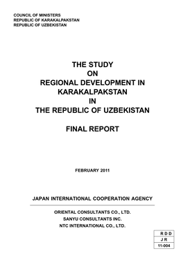The Study on Regional Development in Karakalpakstan in the Republic of Uzbekistan
