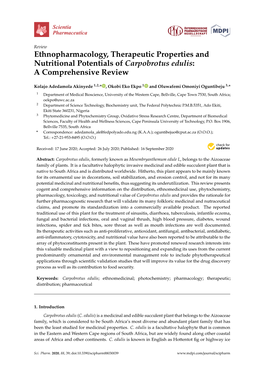 Ethnopharmacology, Therapeutic Properties and Nutritional Potentials of Carpobrotus Edulis: a Comprehensive Review