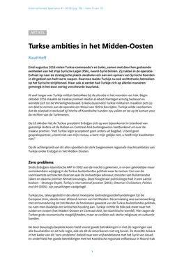 Turkse Ambities in Het Midden-Oosten | Internationale Spectator 4 – 2016