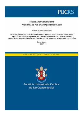 Faculdade De Biociências Programa De Pós-Graduação Em Zoologia