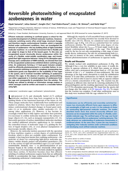 Reversible Photoswitching of Encapsulated Azobenzenes in Water