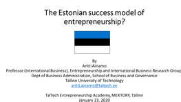 The Estonian Success Model of Entrepreneurship?