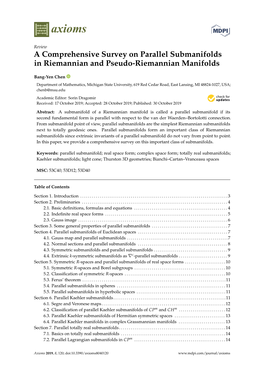 A Comprehensive Survey on Parallel Submanifolds in Riemannian and Pseudo-Riemannian Manifolds