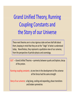 Grand Unified Theory Running Grand Unified Theory, Running Coupling