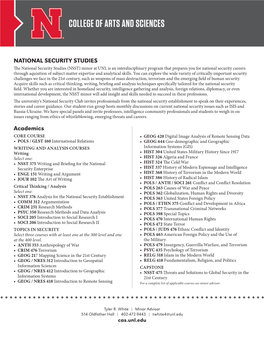 NATIONAL SECURITY STUDIES Academics