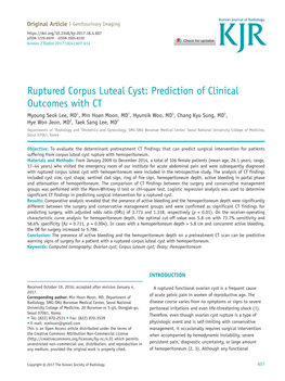 Ruptured Corpus Luteal Cyst