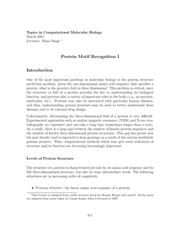 Protein Structural Motif Recognition.” Journal of Computational Biology, Volume 2, Pages 125–138, 1995 [2] Bonnie Berger, David B