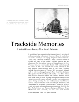 Trackside Memories a Look at Orange County, New York’S Railroads