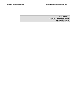 Section 11 Track Maintenance Vehicle Data