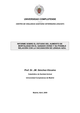 UNIVERSIDAD COMPLUTENSE Prof. Dr. JM. Sánchez-Vizcaíno