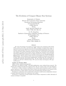 The Evolution of Compact Binary Star Systems