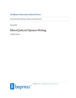 Ethical Judicial Opinion Writing Gerald Lebovits