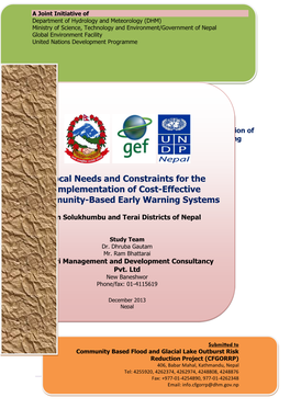CBEWS REPORT Ministry of Science, Technology and Environment/Government of Nepal Global Environment Facility United Nations Development Programme