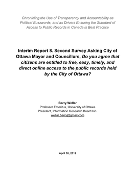 Interim Report 8. Second Survey Asking City of Ottawa