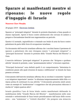 Sparare Ai Manifestanti Mentre Si Riposano: Le Nuove Regole D’Ingaggio Di Israele