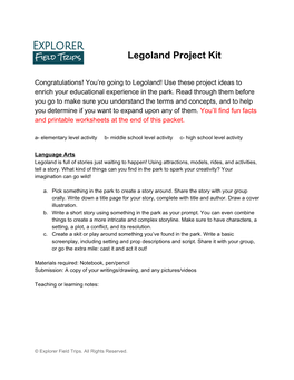 Legoland Project Kit