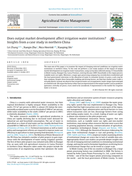 Does Output Market Development Affect Irrigation Water Institutions?